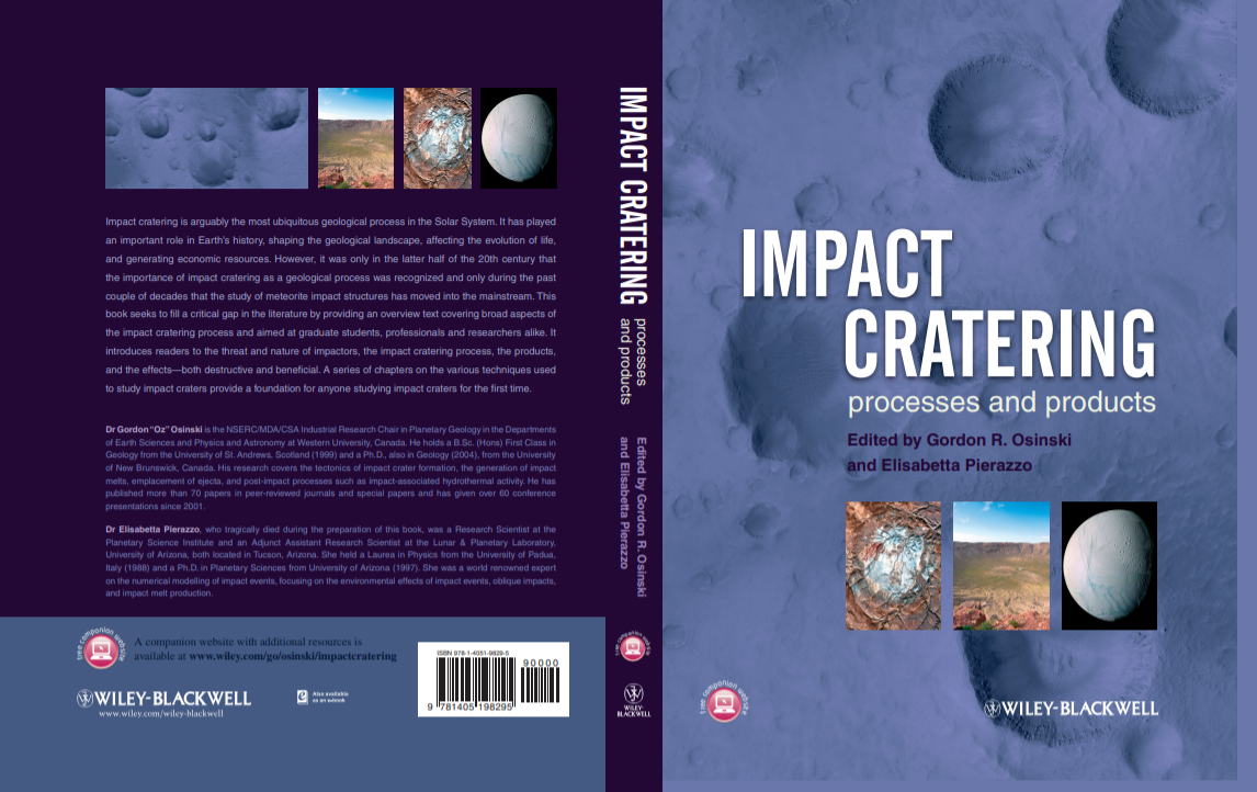 Front and back cover of the Impact Cratering textbook by Dr. Gordon Osinski.